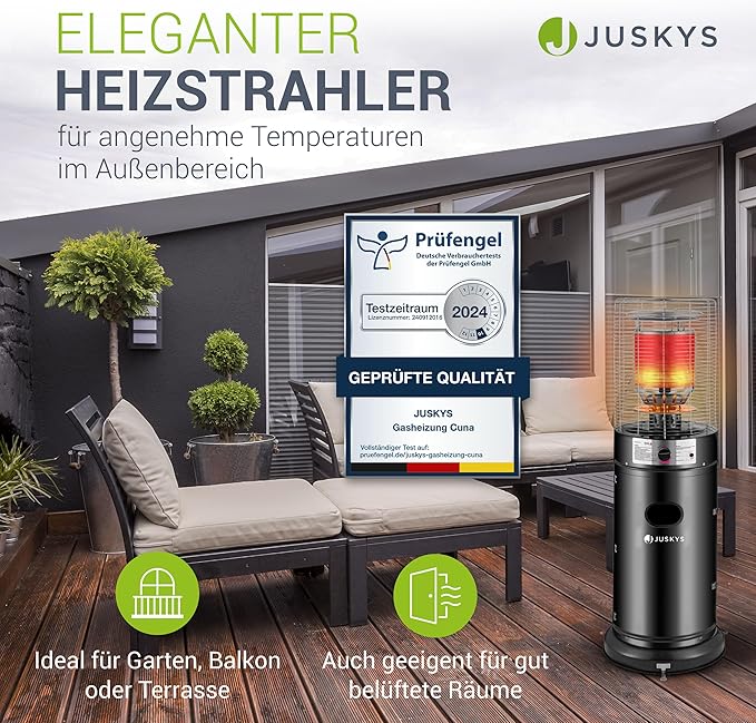 Outdoor-Heizstrahler 11 kW Gasbrenner Terrassenheizer Gasbetrieb für Terrasse Balkon und Garten – Thumbnail 7