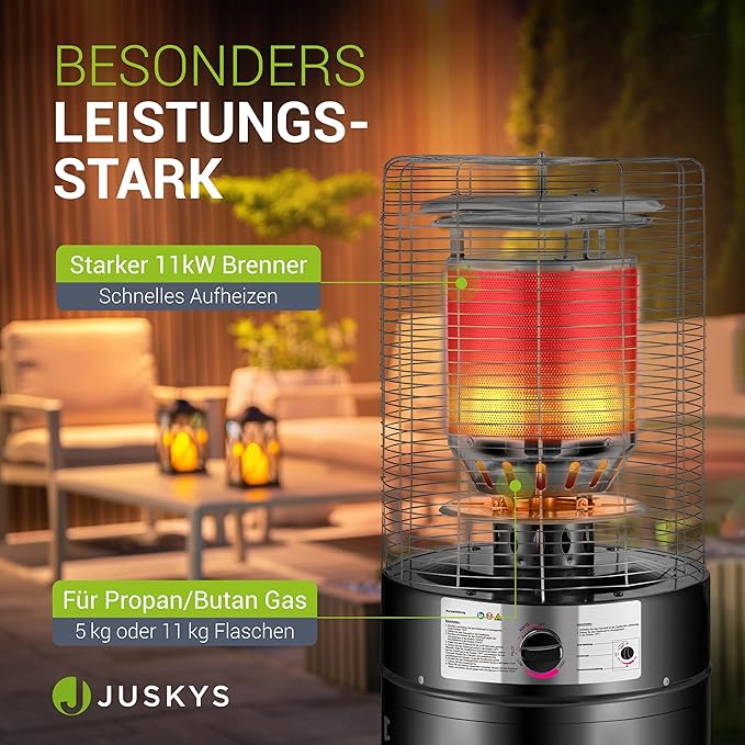 Outdoor-Heizstrahler 11 kW Gasbrenner Terrassenheizer Gasbetrieb für Terrasse Balkon und Garten – Thumbnail 9