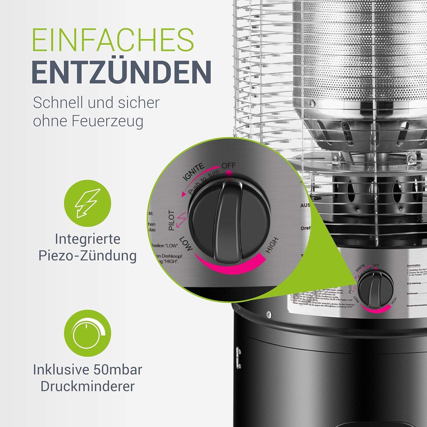 Outdoor-Heizstrahler 11 kW Gasbrenner Terrassenheizer Gasbetrieb für Terrasse Balkon und Garten – Thumbnail 11