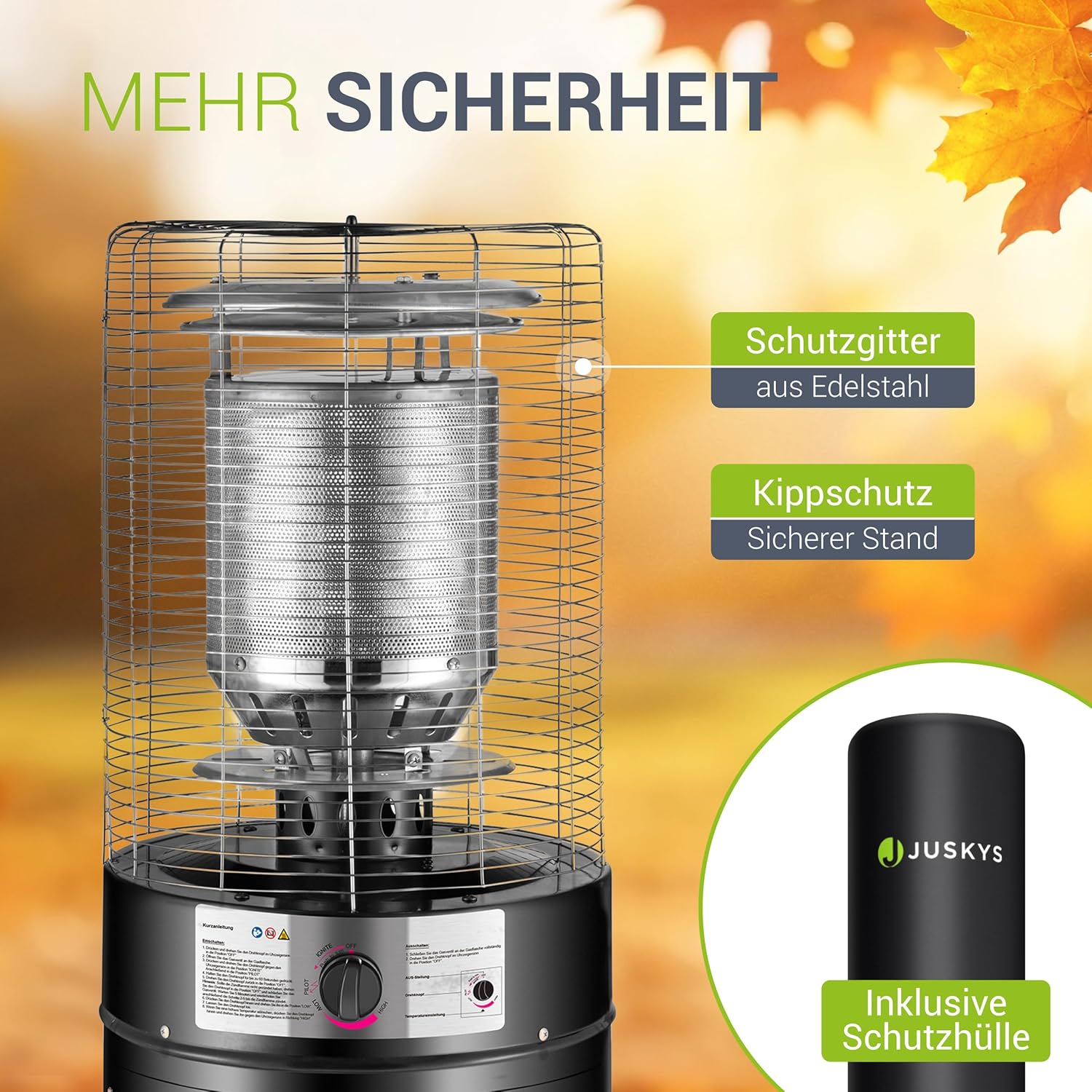 Outdoor-Heizstrahler 11 kW Gasbrenner Terrassenheizer Gasbetrieb für Terrasse Balkon und Garten – Thumbnail 13