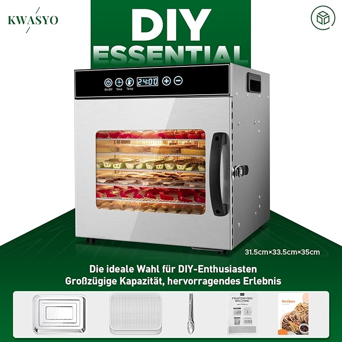 Dörrgerät trocknen entsaften von Obst Früchten Gemüse u.a. Edelstahl 500 Watt 10 Stufen mit 30-90°C – 2