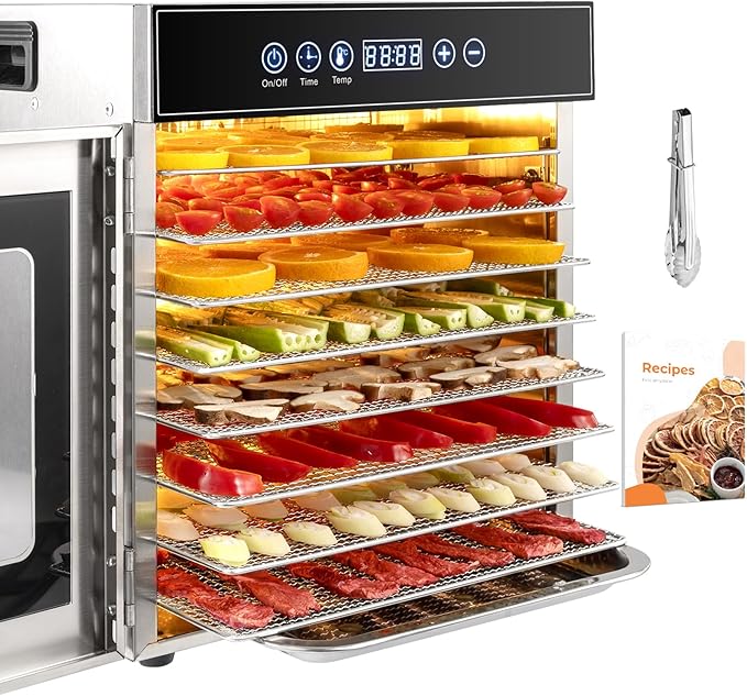Dörrgerät trocknen entsaften von Obst Früchten Gemüse u.a. Edelstahl 500 Watt 10 Stufen mit 30-90°C