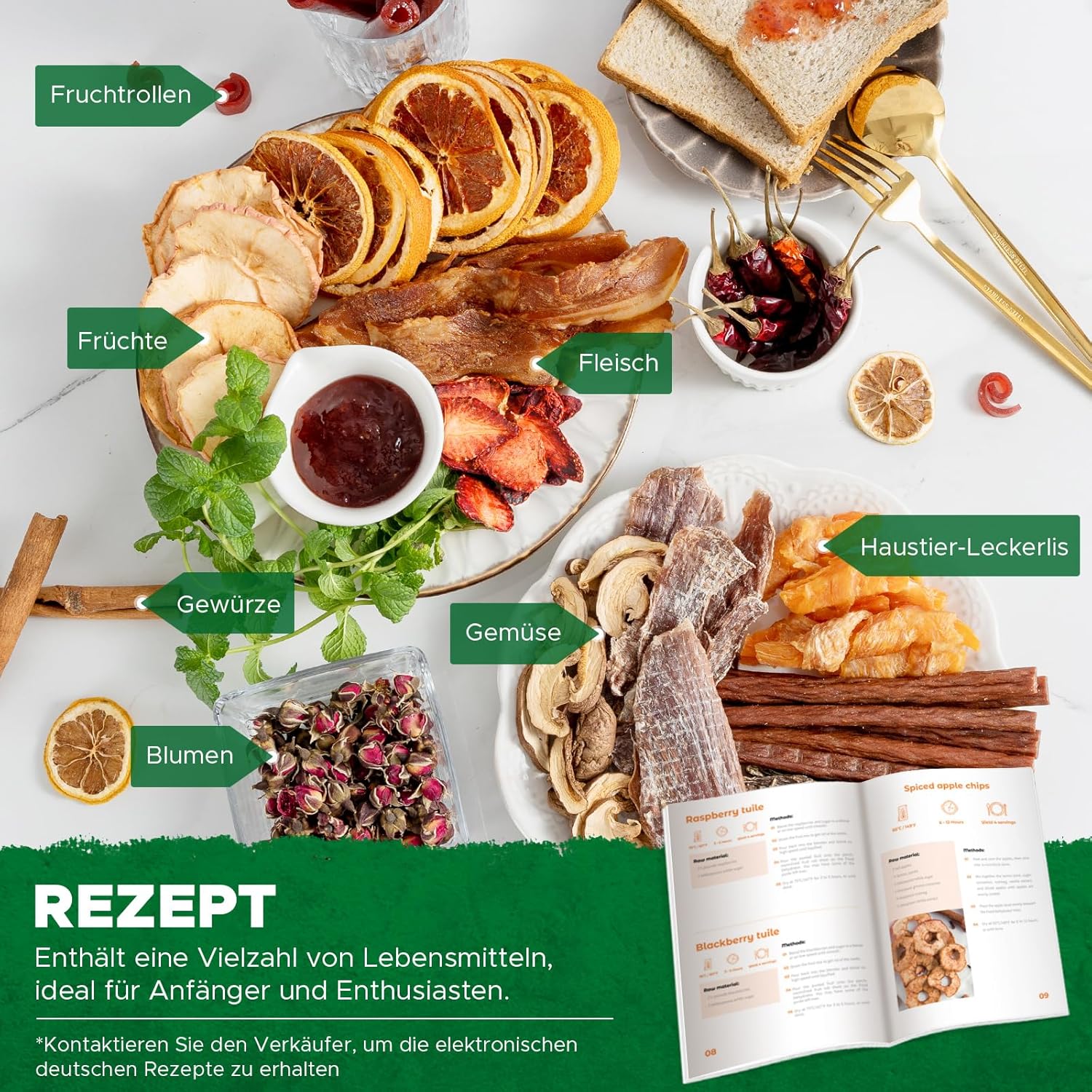 Dörrgerät Dörrautomat trocknen Obst Früchten Gemüse u.a. Edelstahl 1000 Watt 10 Stufen mit 30-90°C – Thumbnail 7