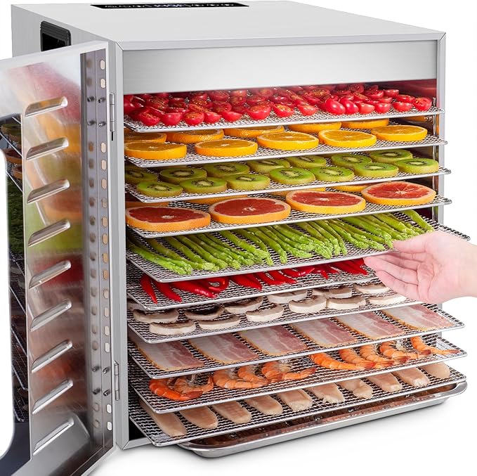 Dörrgerät Dörrautomat trocknen Obst Früchten Gemüse u.a. Edelstahl 1000 Watt 10 Stufen mit 30-90°C