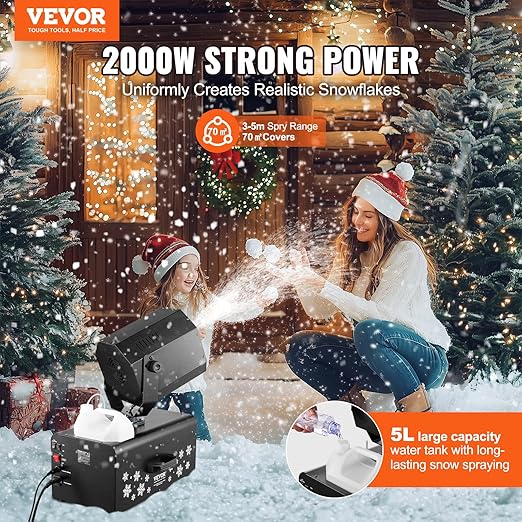 Schneemaschine 2000 W Swing-Schneemaschine mit 5-Liter-Tank kabelgebundene kabellose Fernbedienung