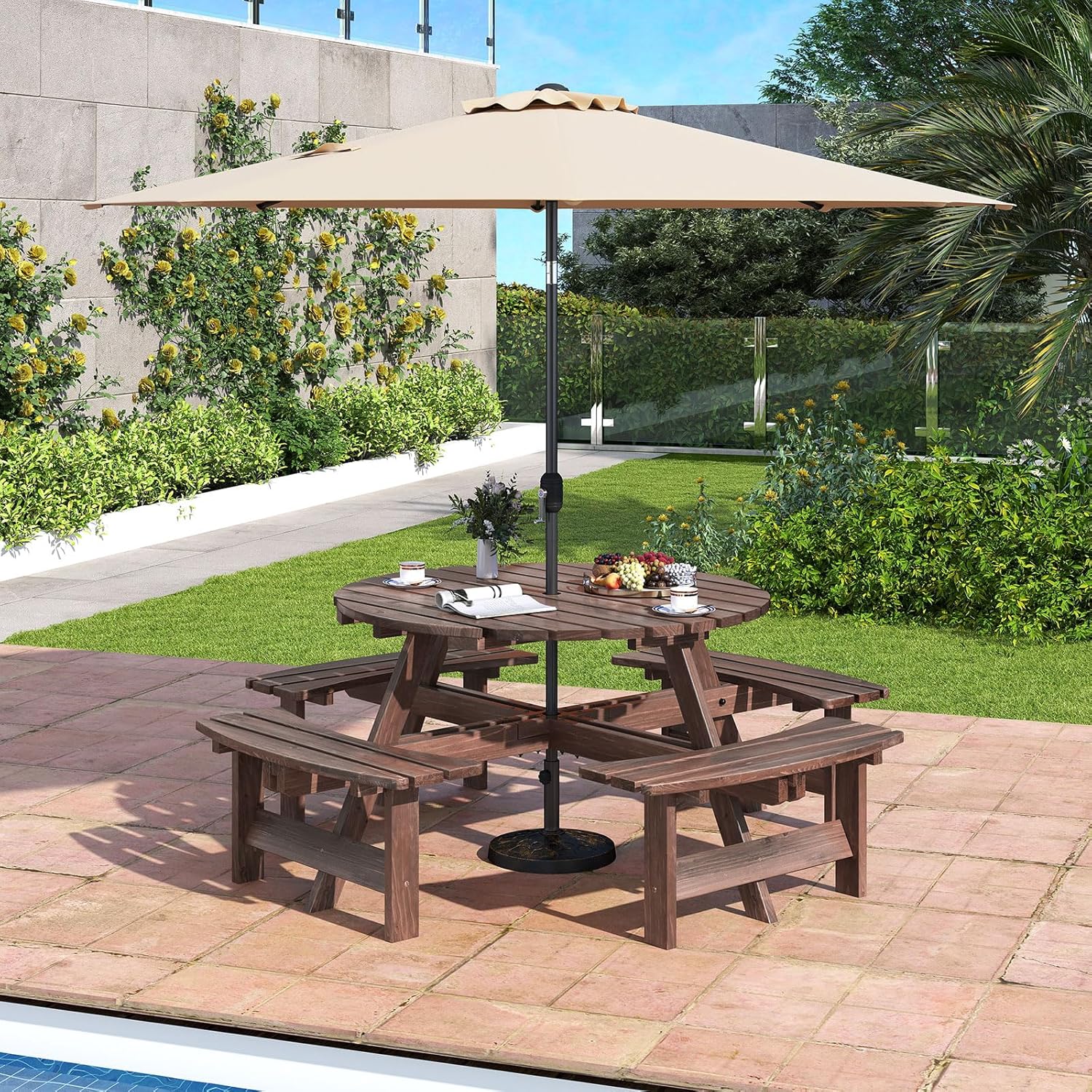 Picknicktisch-Set Gartentisch Campingtisch Gartenmöbel Bierzeltgarnitur Terrassenmöbel Sitzgruppe 8  – Thumbnail 8
