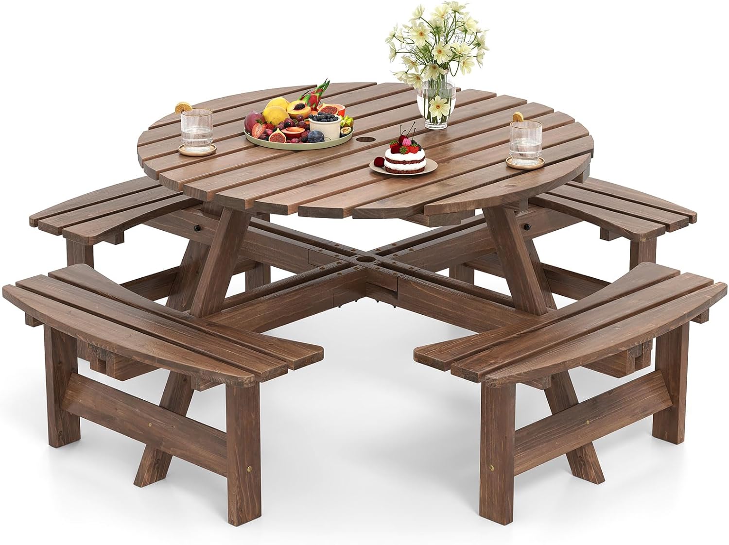 Picknicktisch-Set Gartentisch Campingtisch Gartenmöbel Bierzeltgarnitur Terrassenmöbel Sitzgruppe 8 – 2