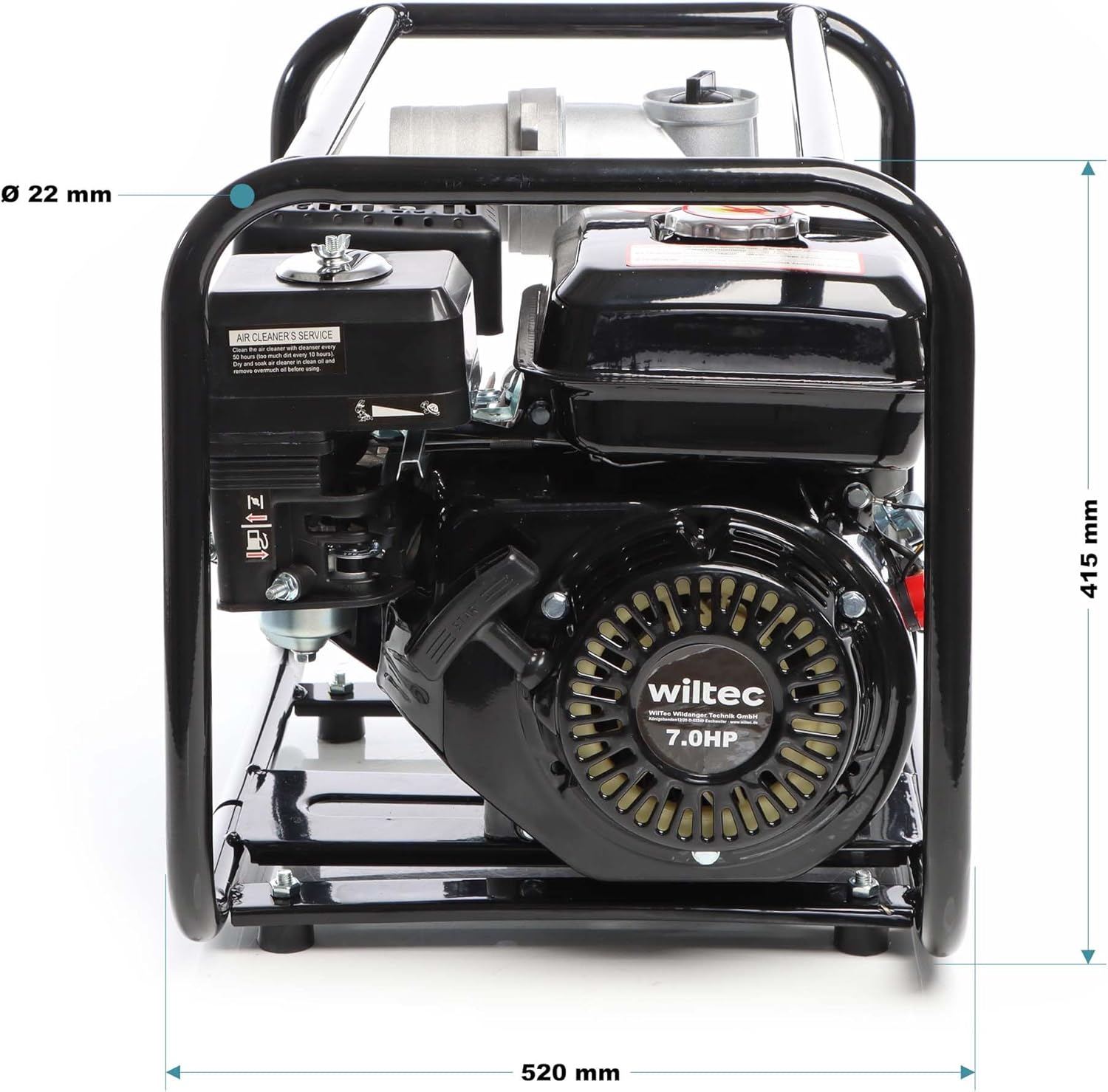Benzin-Schmutzwasserpumpe 4 kW 48.000 l/h 28 m Förderhöhe Wasserpumpe Gartenpumpe mit 80 mm (3 Zoll) – Thumbnail 7