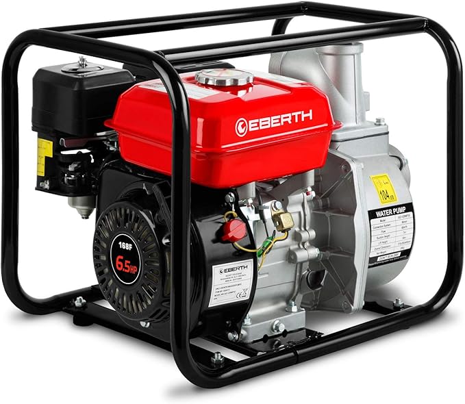 Wasserpumpe 6,5 PS Benzinpumpe Schmutzwasserpumpe Gartenpumpe 60.000 l/h und 30 m Förderhöhe 3 Zoll – 2