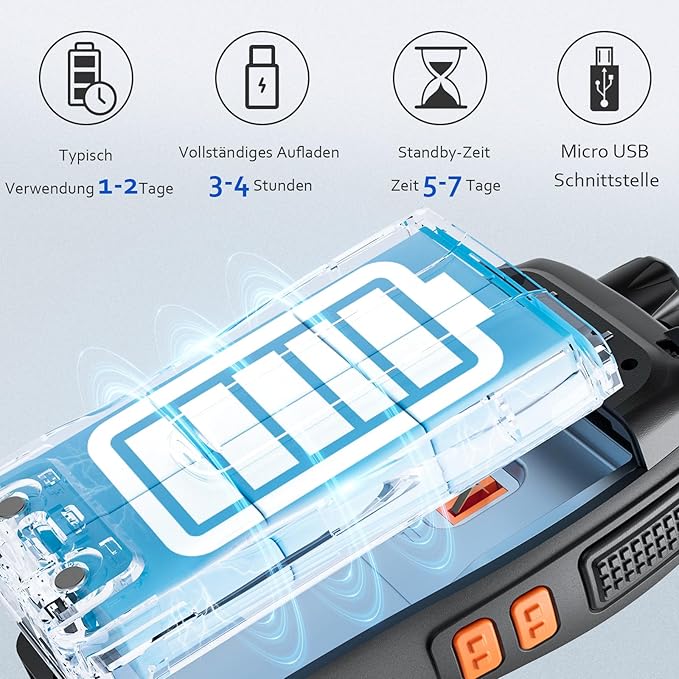 Walkie Talkie Funkgerät Handfunkgerät Headset Funkgeräte lizenzfrei 2 W 16 Kanäle 3-5 km Reichweite – 3