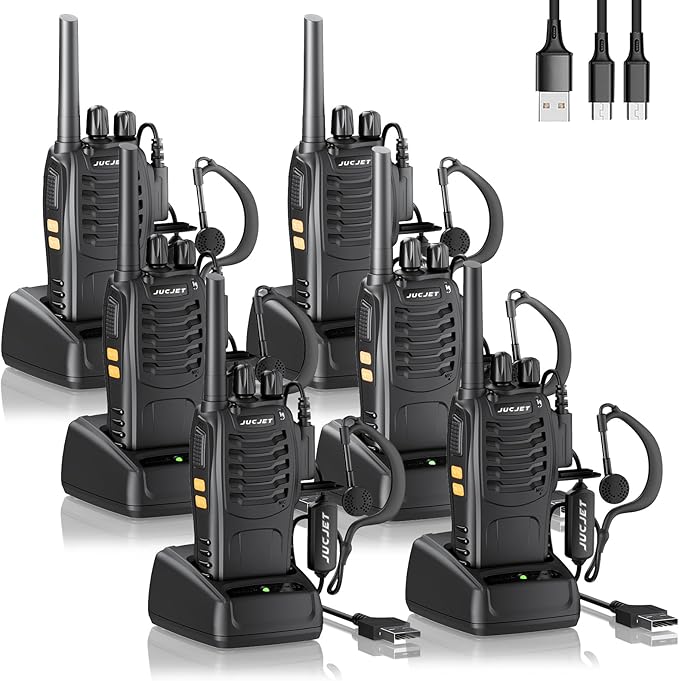 Funkgeräte Walkie-Talkies Haedset 6er-Pack verbessert Version lizenzfrei 16-Kanal 3-5 km Reichweite