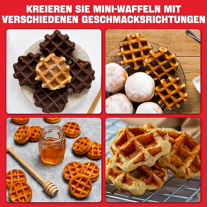Mini-Waffelmaschine Waffeleisen kleine Waffelmaschine backt 8 x 5cm winzige Waffeln kompakt – 5