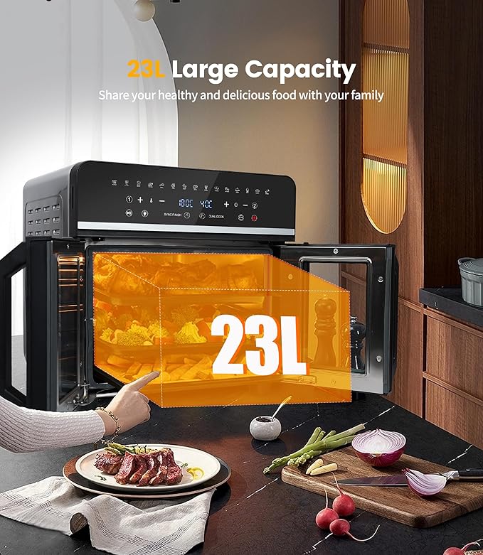 Heißluftfritteuse 23 L Minibackofen Multikocher Dual Zone XXL 1800 W LED-Touchscreen 15 Programme – 5