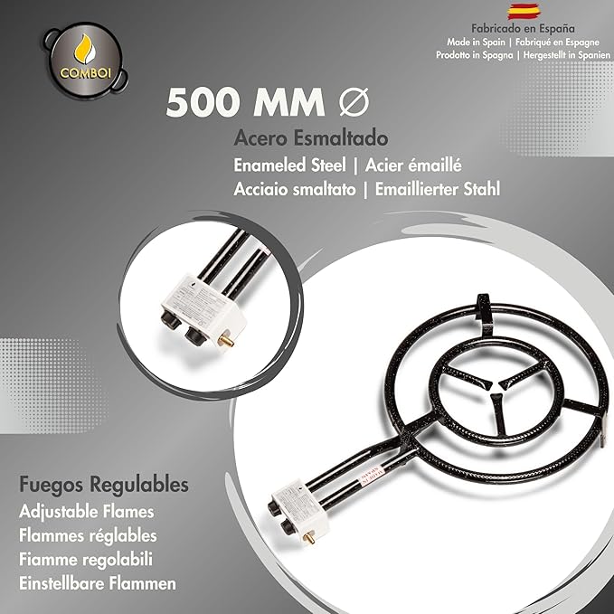 Paella-Brenner-Set Paella-Pfanne 2 Grillpfannen Omelettpfanne Butangas emailliert 60 cm + 42 cm – 3