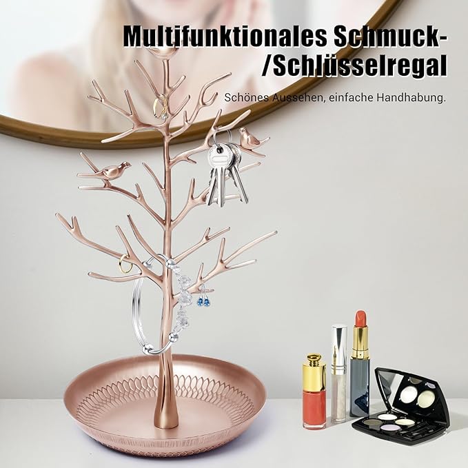 Schmuckhalter Baum Kettenständer Schmuckständer mit Vögel Deko Schmuck Baum für Ketten Ring Ohrring – Thumbnail 7