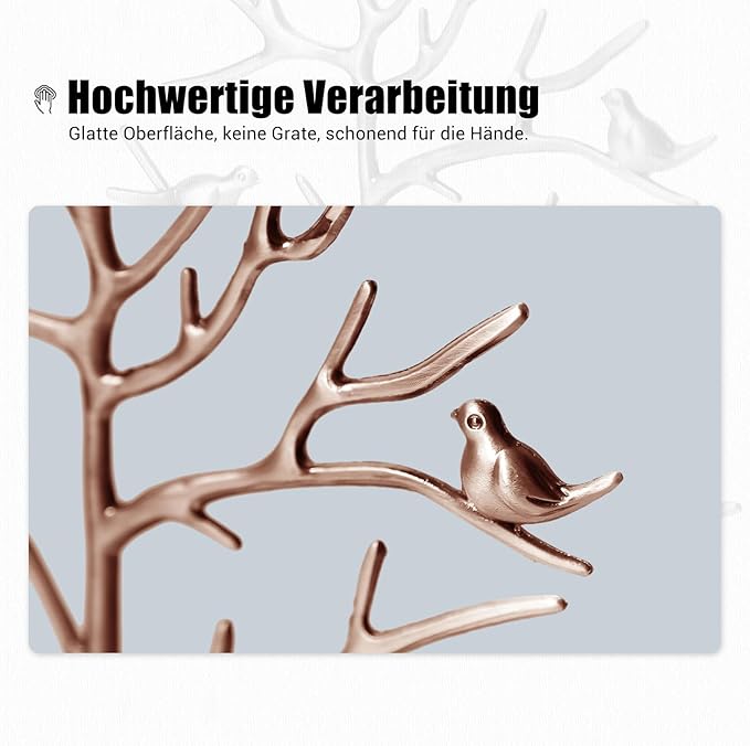Schmuckhalter Baum Kettenständer Schmuckständer mit Vögel Deko Schmuck Baum für Ketten Ring Ohrring – Thumbnail 8