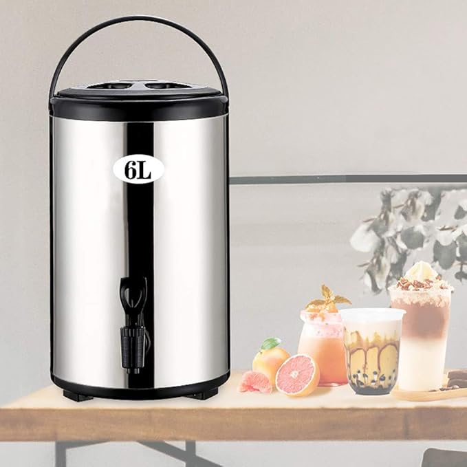 Suppenkessel isolierter Catering-Getränkespender Heißwasserspender Edelstahl mit Hahn 16 L Milchtee