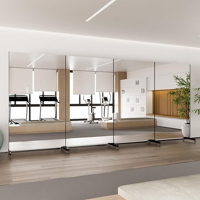 Ganzkörperspiegel 170 x 100 cm Spiegel Fitnessraum groß mit Rollen 360° drehbar Standspiegel Spiegel