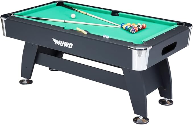 Pool Billard Billardtisch Tischbillard inkl. einem Satz Kugeln Aufbaudreieck 2 Queues mit Kreide