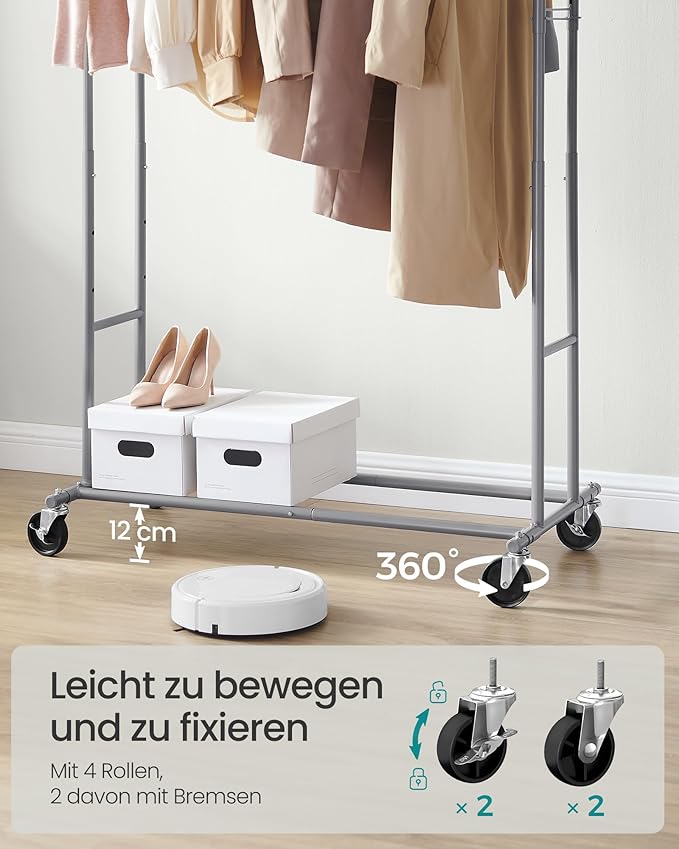 Garderobe Kleiderständer auf Rollen Garderobenständer Metall Garderobenstange Kleiderstange – 5