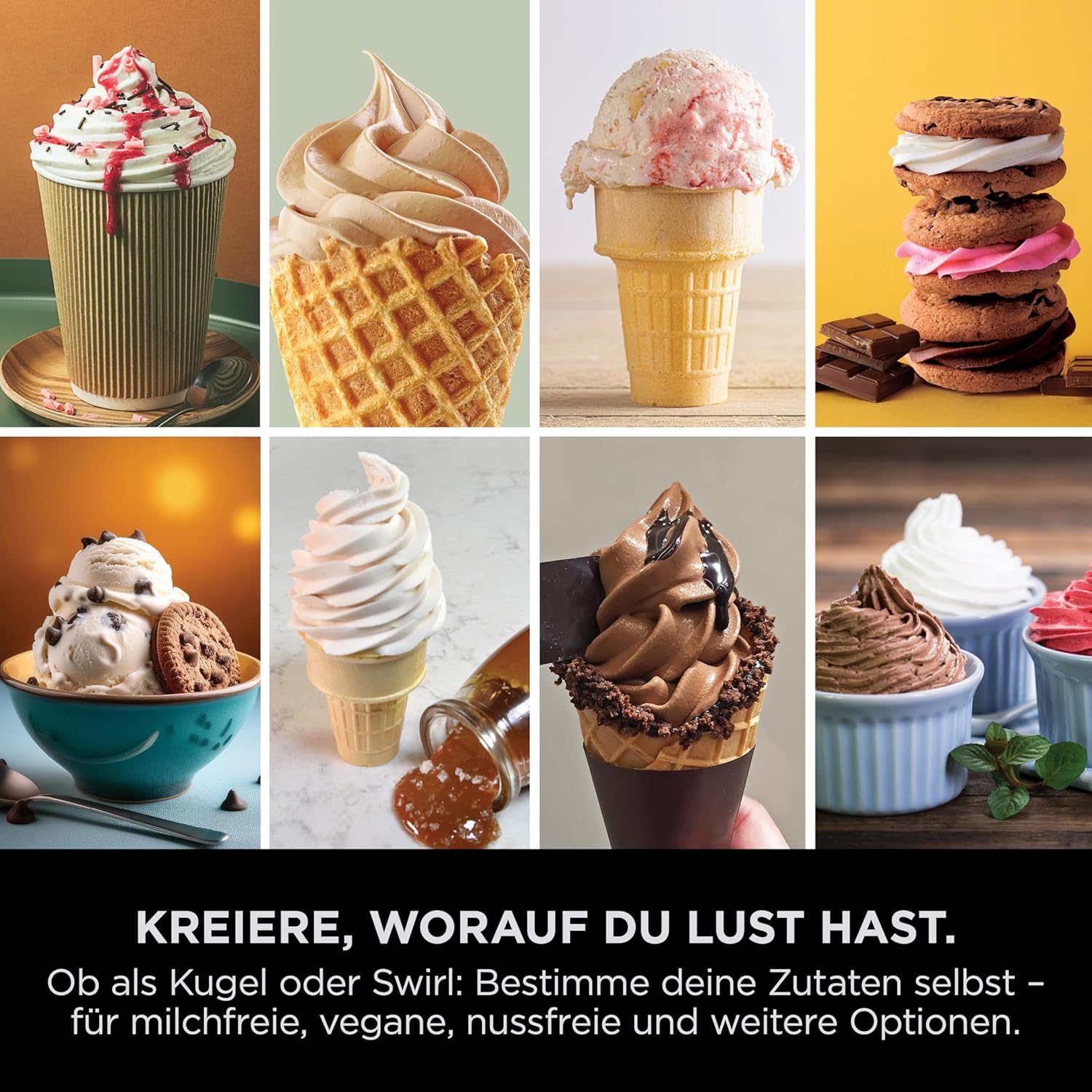 Swirl Eismaschine CREAMi Scoop & Swirl Softeismaschine 2 Behälter 12 Funktionen Eiscreme Softeis – Thumbnail 6