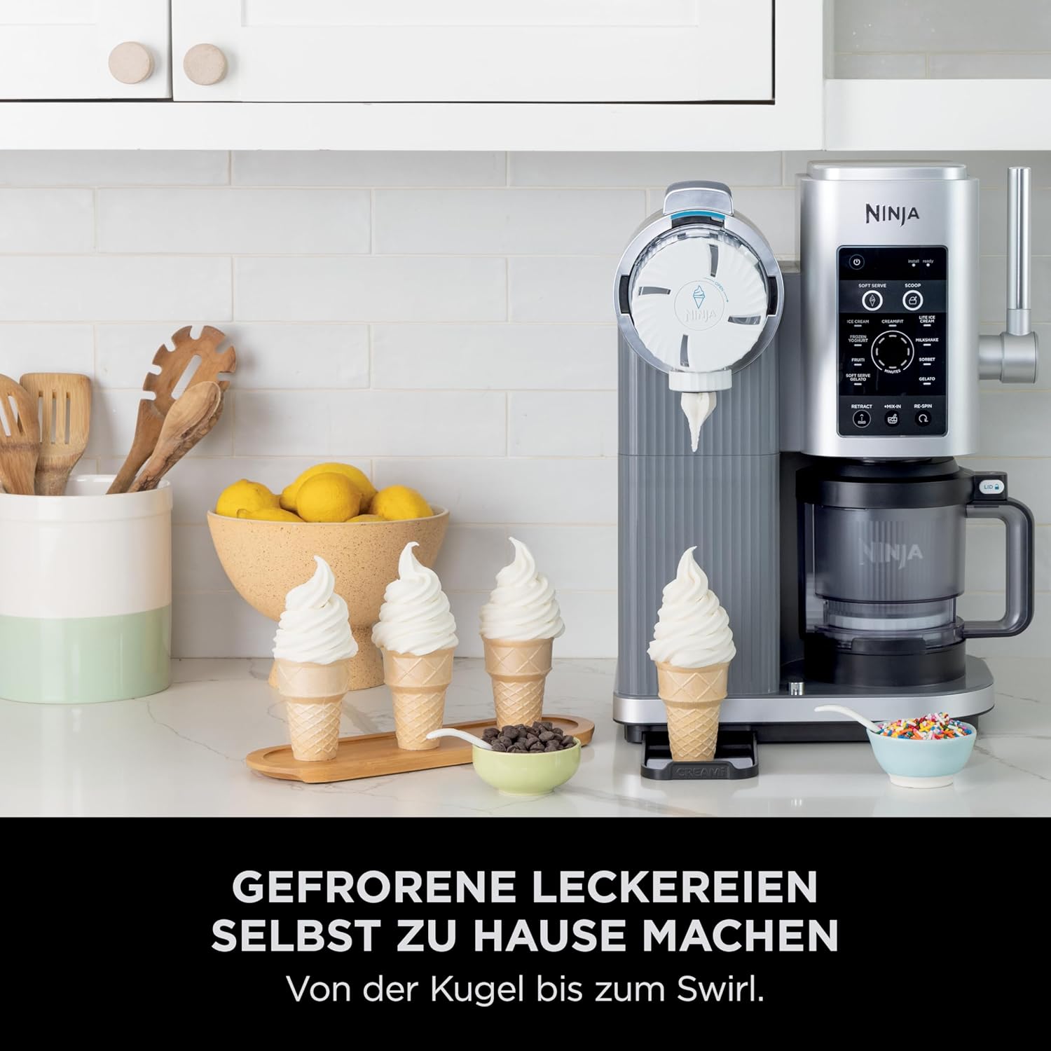 Swirl Eismaschine CREAMi Scoop & Swirl Softeismaschine 2 Behälter 12 Funktionen Eiscreme Softeis – Thumbnail 7