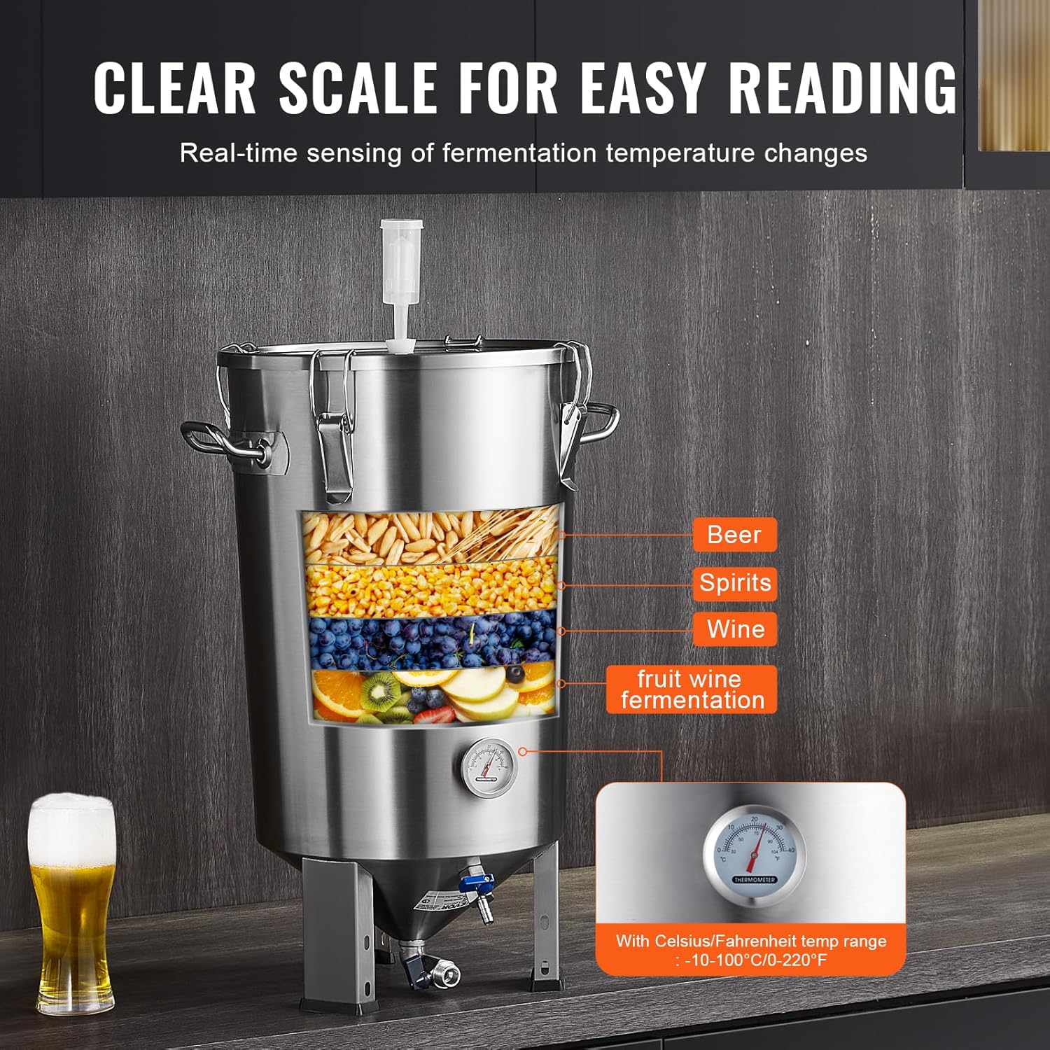 Bierfermenter Bierbrauanlage Bierbraugerät Edelstahl 30 L Braueimer-Fermenter brauen Heimbrauerei