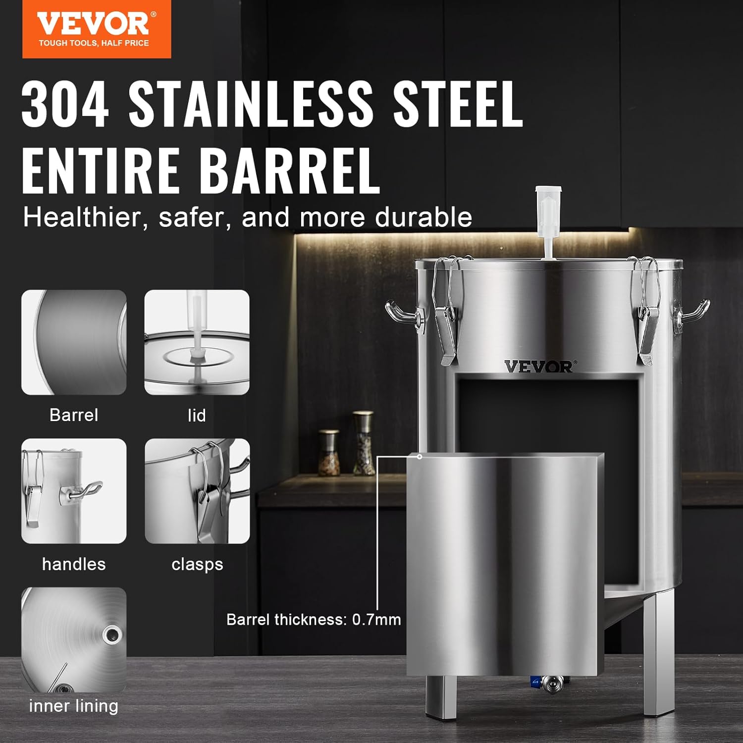 Braueimer Bierbrauanlage Bierbraugerät Kessel aus Edelstahl 60 L Bierfermenter Fermenter zum Brauen – 2