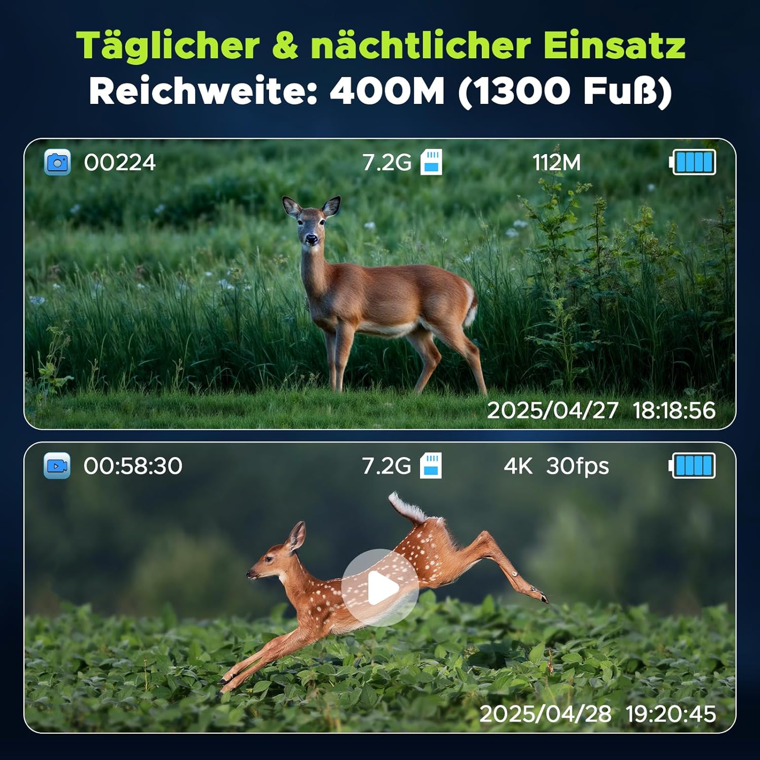 Nachtsichtkamera Nachtsichtgerät 112 MP 4K Jagd 400 m 12X Digitalzoom & 5000 mAh wiederaufladbare – Thumbnail 6