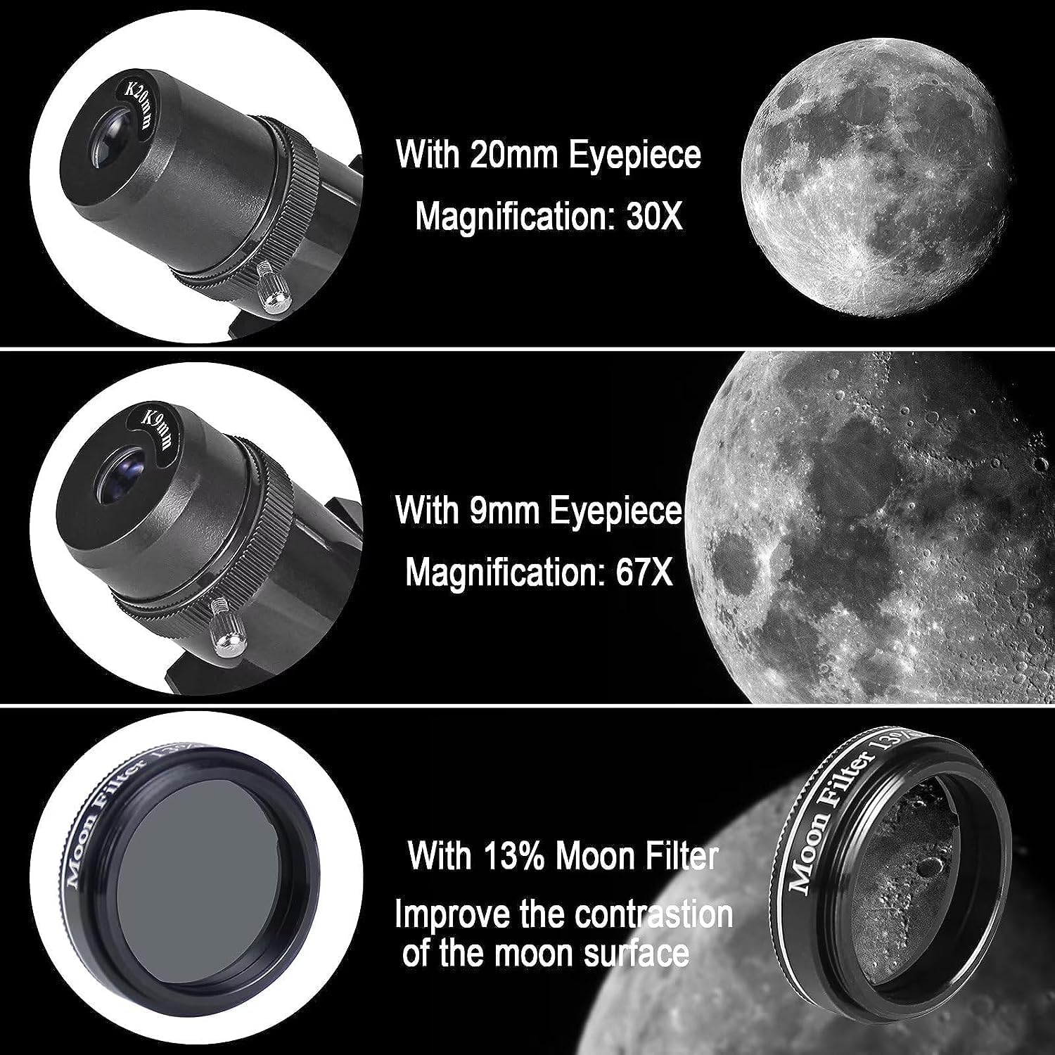 Reiseteleskop Teleskop leistungsstarkes Refraktor-Teleskop Astronomie-Einsteiger 80-mm-Öffnung 600 – 2