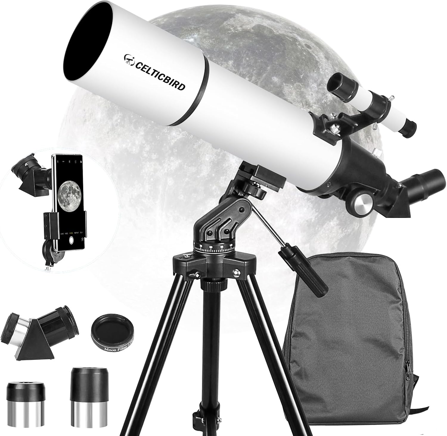 Reiseteleskop Teleskop leistungsstarkes Refraktor-Teleskop Astronomie-Einsteiger 80-mm-Öffnung 600