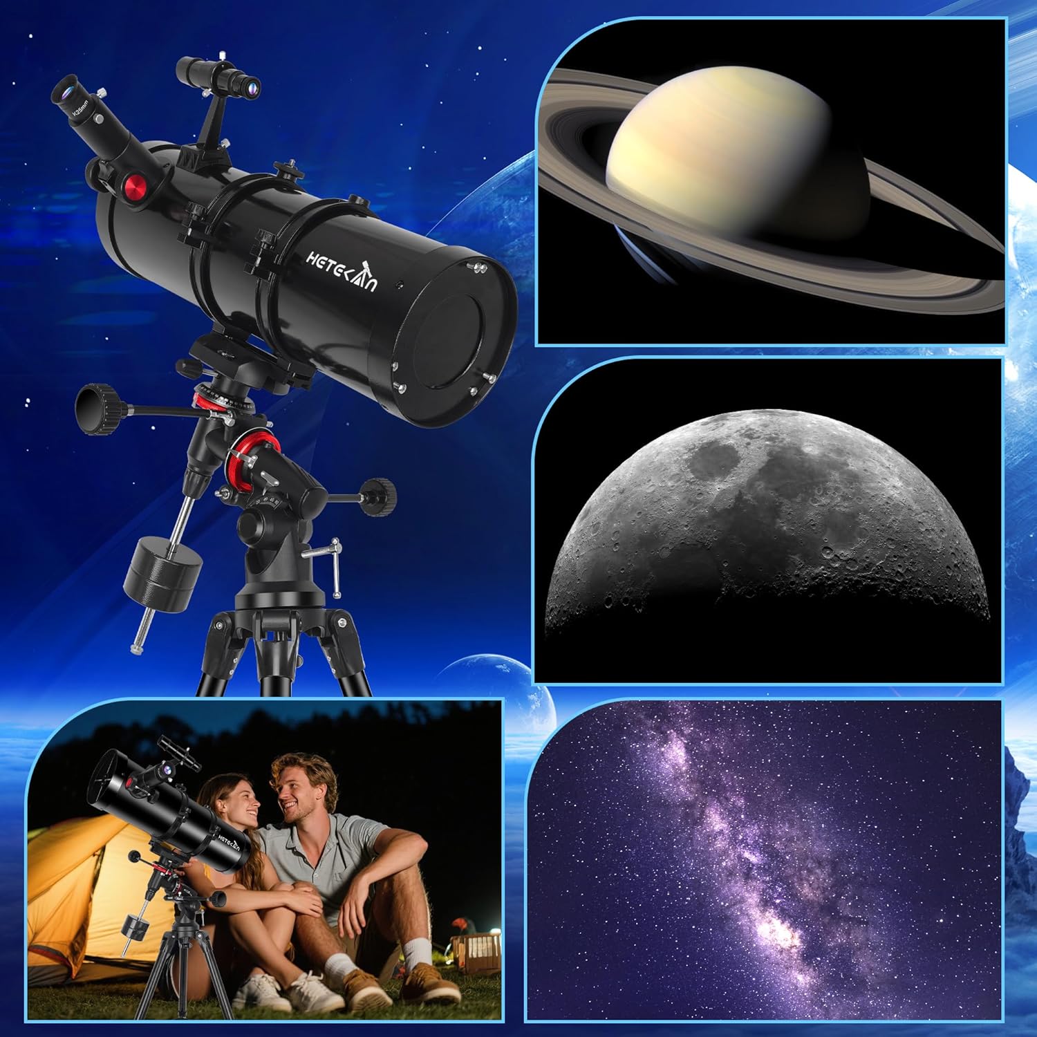 Spiegelteleskop 150 EQ Teleskop Astronomie professionell Äquatorialmontierung Handyhalterung – Thumbnail 8
