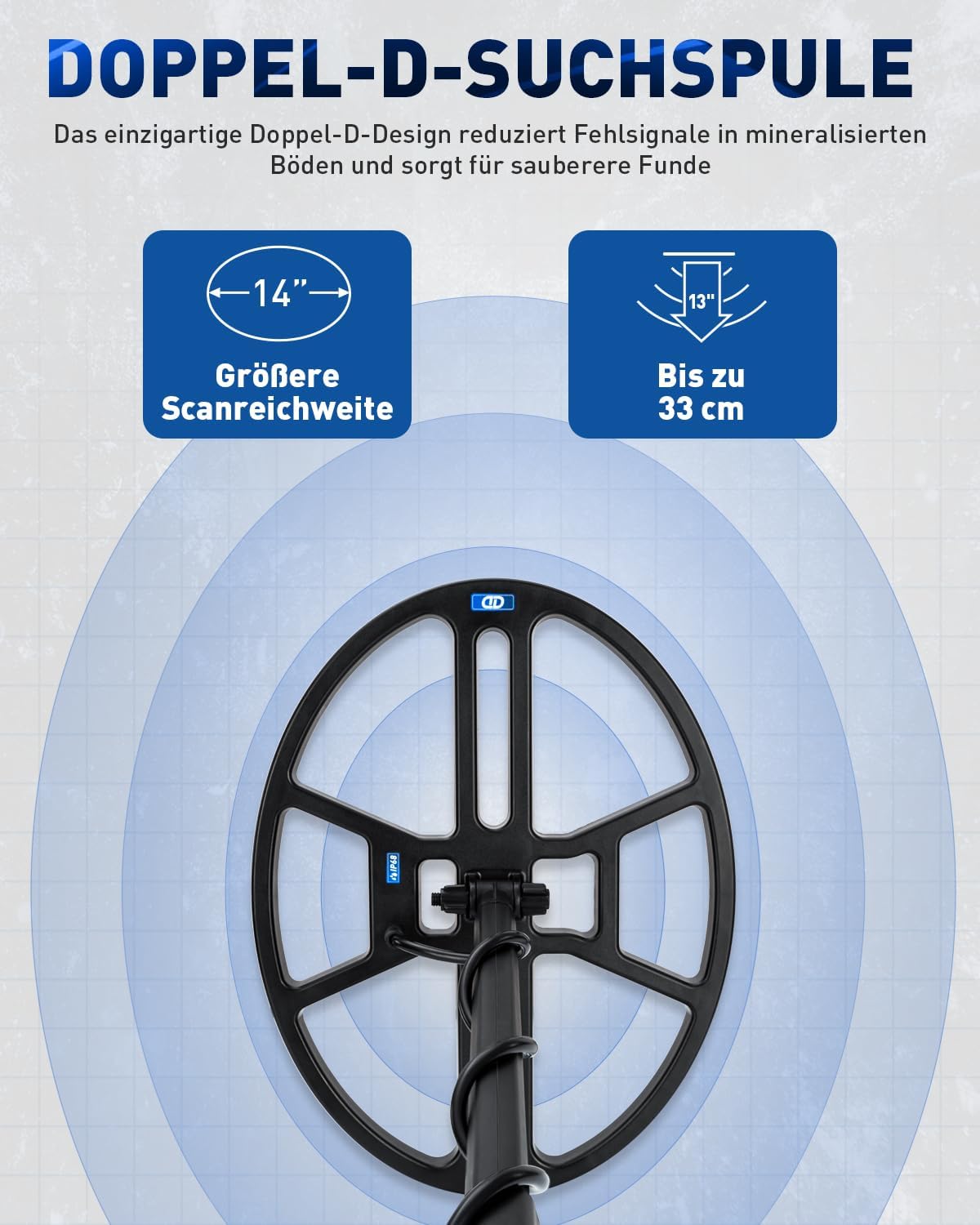 Detektor Metalldetektor Professional 14“ Metallsucher wasserdichter & breiter Scanbereich DD-Suche – 4
