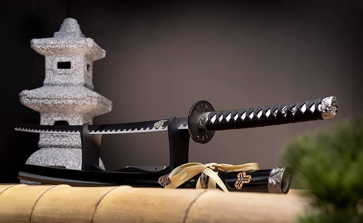 Katana Schwert echt Metall Samurai Schwert Stahl als Anime Deko japanisches Schwert mit Ständer