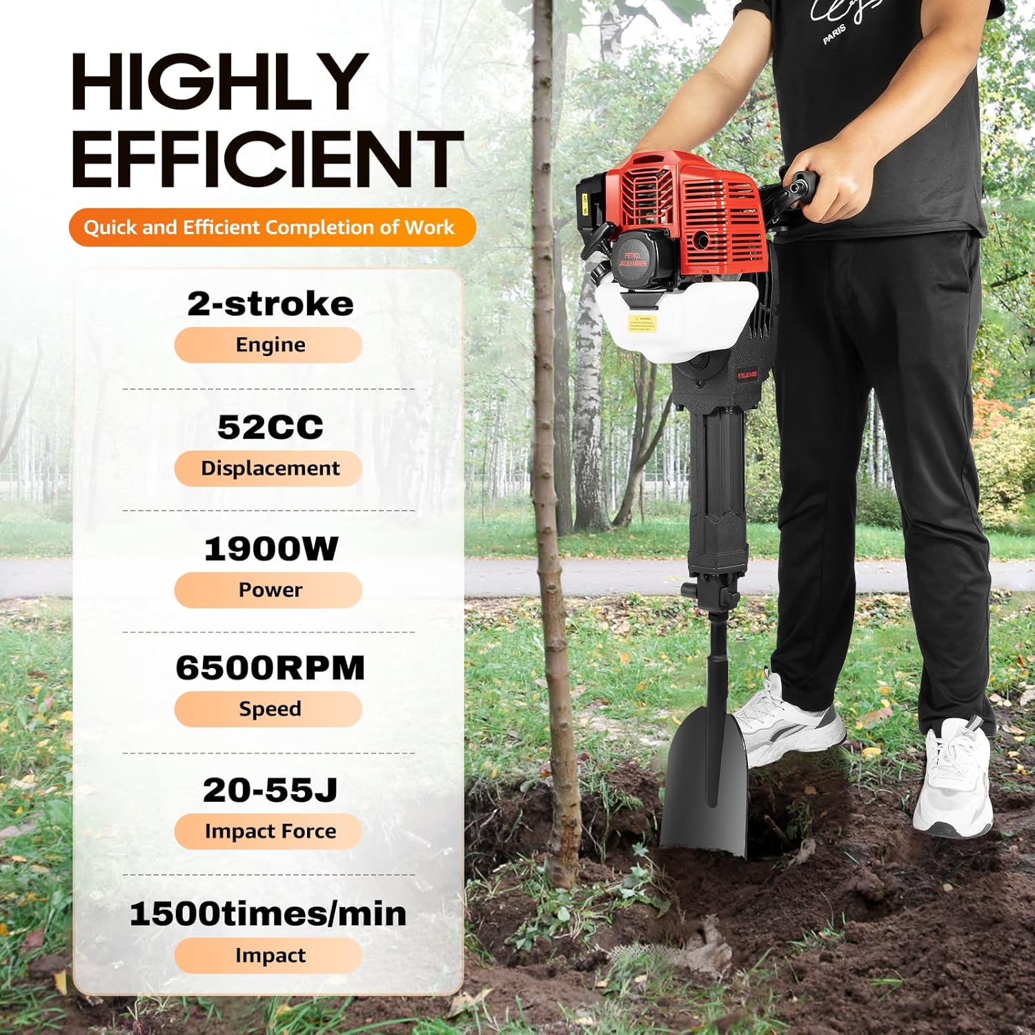 Baumpflanzschaufel Gartenbaumgräber 52CC Gartenfräse Pressluftschaufel elektrische Schaufel 2-Takt – 3