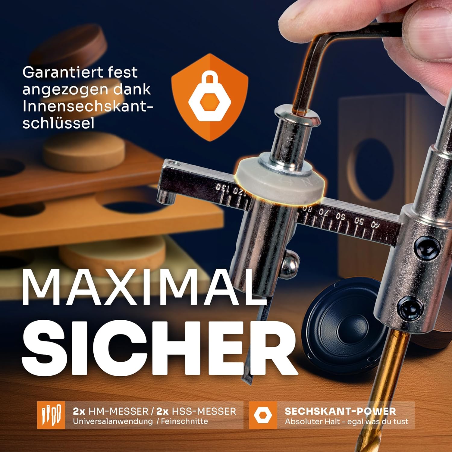 Kreisschneider Holzkreisschneider Lochsäge Werkzeug 40 – 200 mm Holzbearbeitung Holz Kunststoff Gips – Thumbnail 6