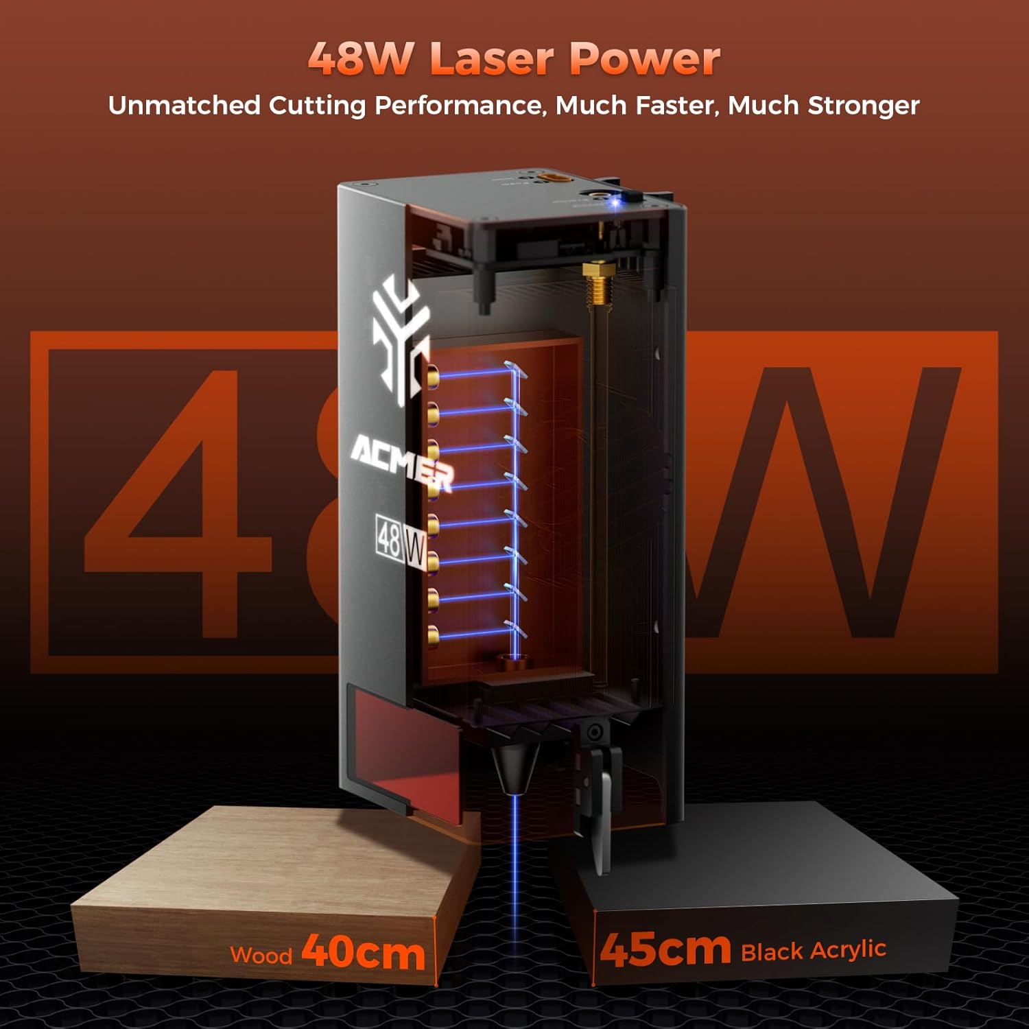 Gravur Maschine Laser Graviermaschine 48 W Lasergravierer Laser Cutter 24000 mm/min duale Linear – Thumbnail 9