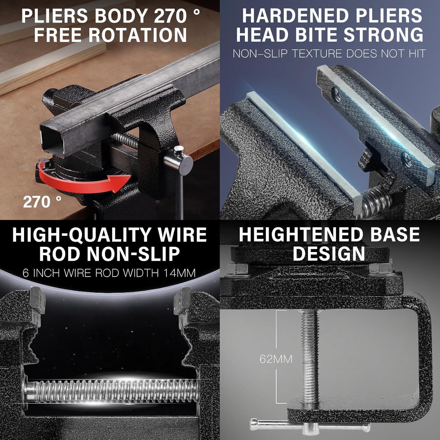Schraubstock Tischraubstock Schraubzwinge 150 mm drehbar 270° Werkbank maximale Öffnung 115 mm – Thumbnail 9