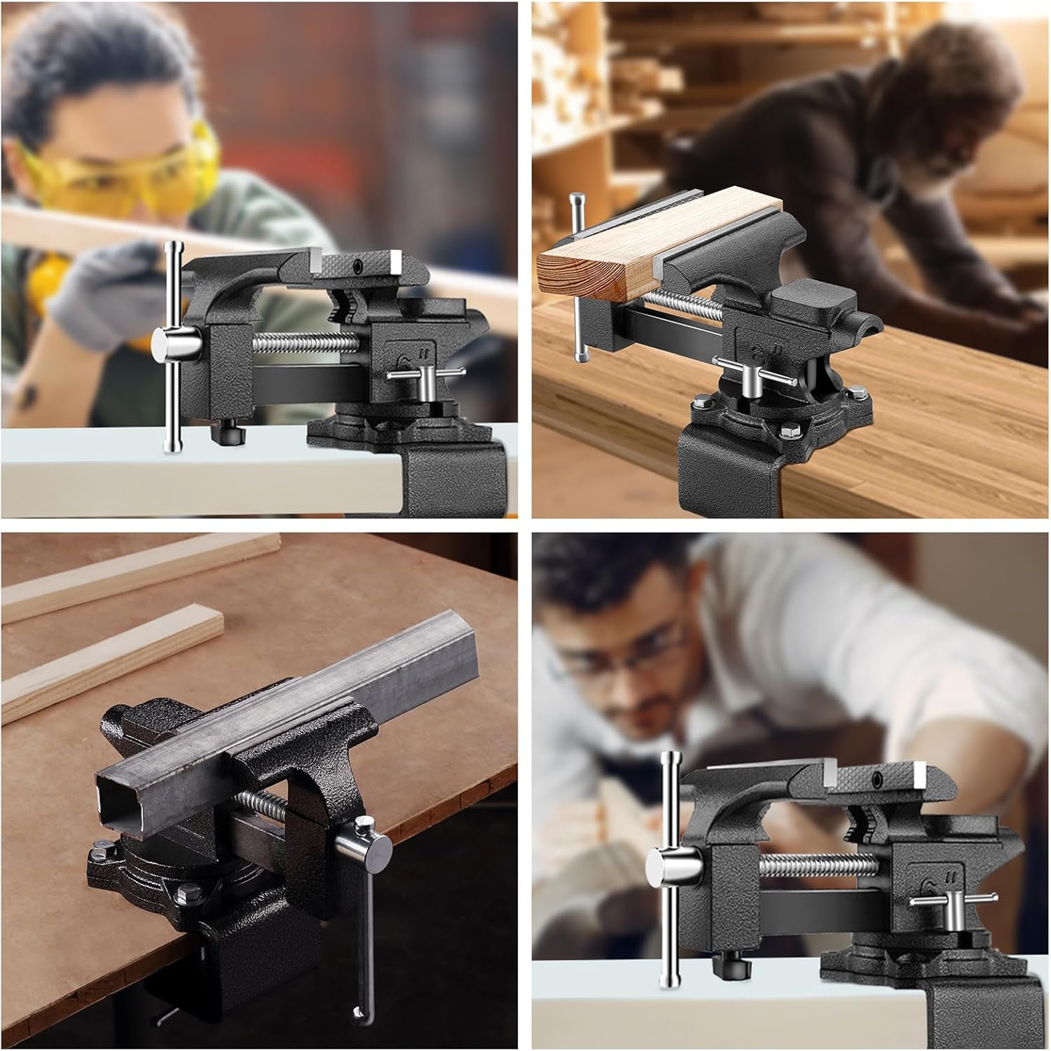 Schraubstock Tischraubstock Schraubzwinge 150 mm drehbar 270° Werkbank maximale Öffnung 115 mm – Thumbnail 11
