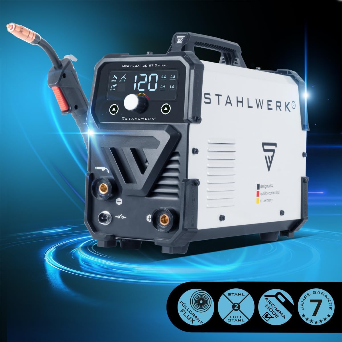Schweißgerät Mini FLUX 120 ST Digital Fülldrahtschweißen (FLUX) ohne Schutzgas bis 120 A kompakt – Thumbnail 6