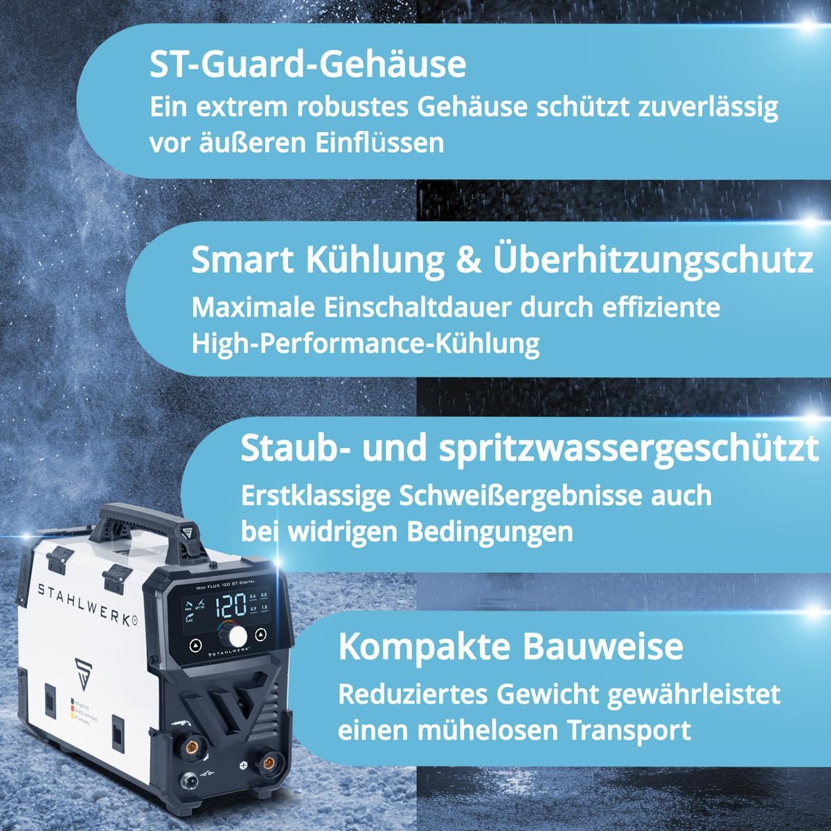Schweißgerät Mini FLUX 120 ST Digital Fülldrahtschweißen (FLUX) ohne Schutzgas bis 120 A kompakt – Thumbnail 10
