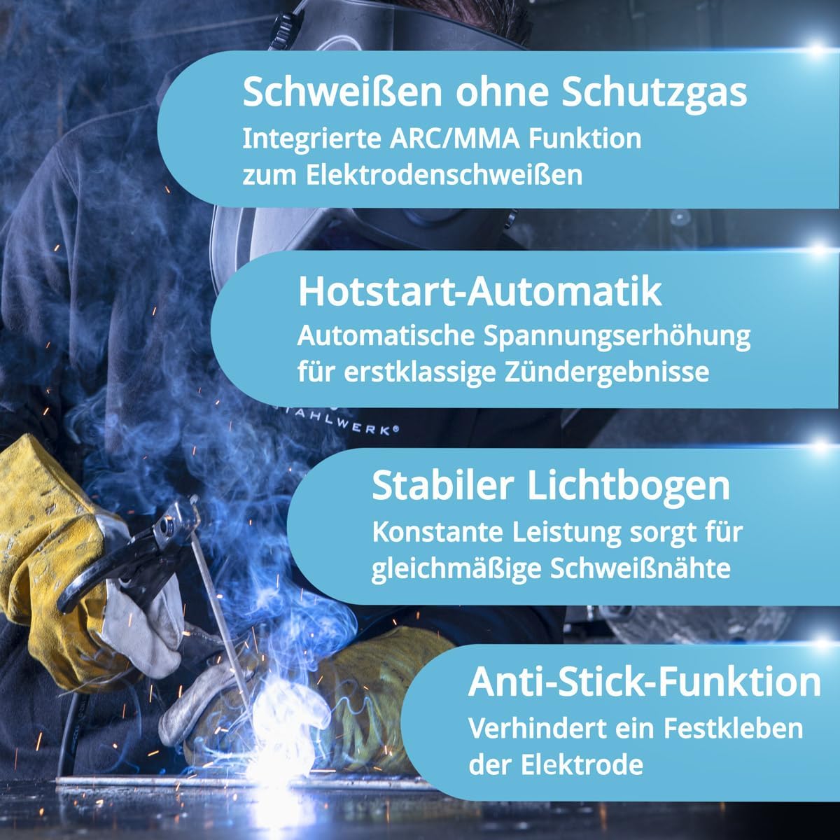 Schweißgerät Mini FLUX 120 ST Digital Fülldrahtschweißen (FLUX) ohne Schutzgas bis 120 A kompakt – Thumbnail 13