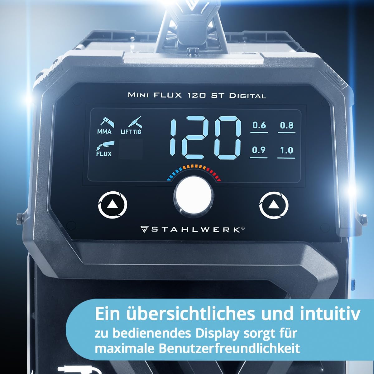 Schweißgerät Mini FLUX 120 ST Digital Fülldrahtschweißen (FLUX) ohne Schutzgas bis 120 A kompakt – Thumbnail 14