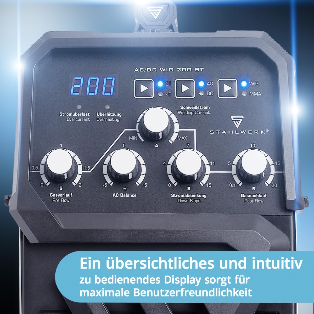 Schweißmaschine Schweißgerät 2-in-1 Kombi Profi-Schweißgerät AC/DC WIG 200 ST WIG & MMA (E-Hand/ARC) – Thumbnail 8