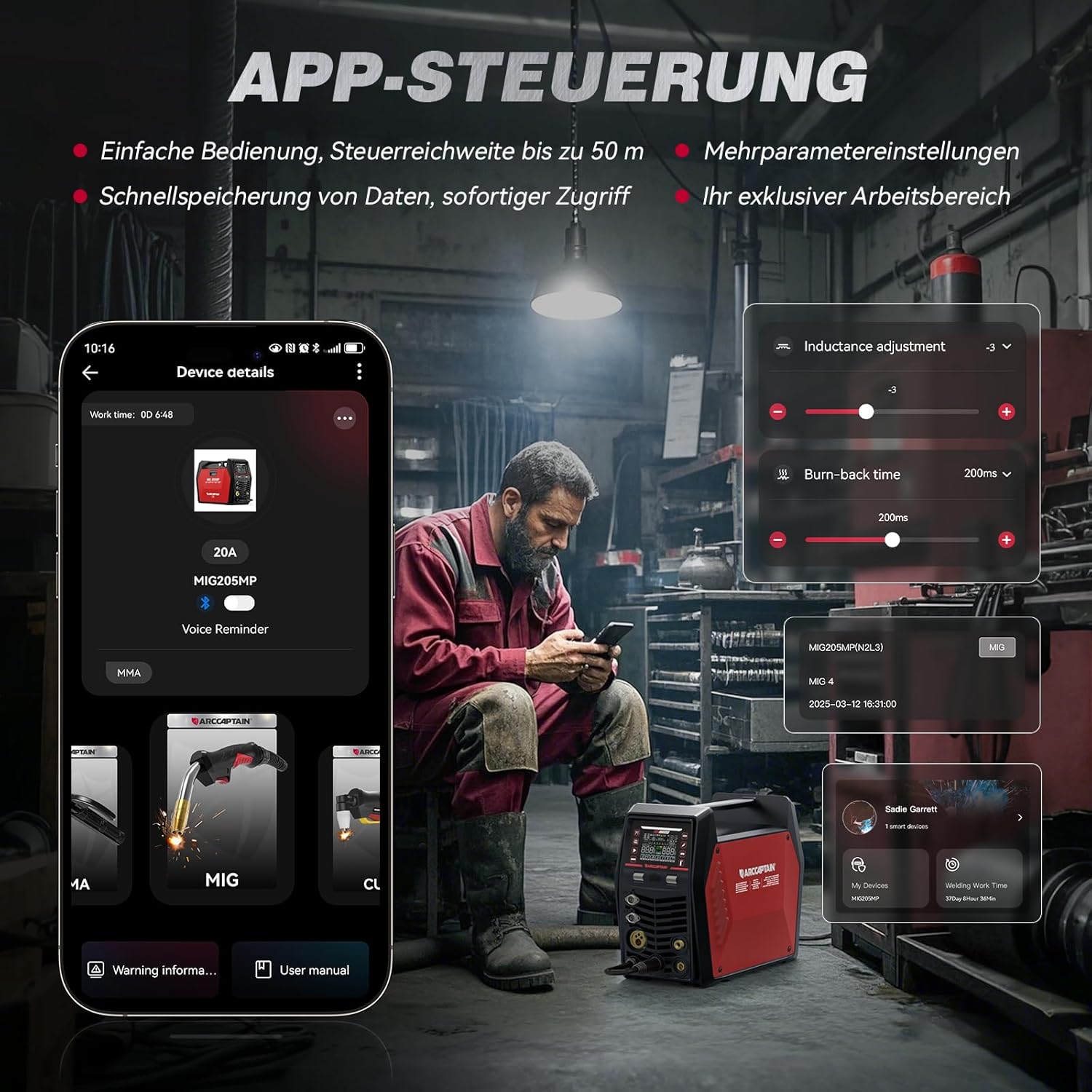 MIG-Schweißgerät Mehrprozess-Schweißgerät Schweißgerät 9 in 1 iControl App‑Steuerung Plasmaschneider – 4