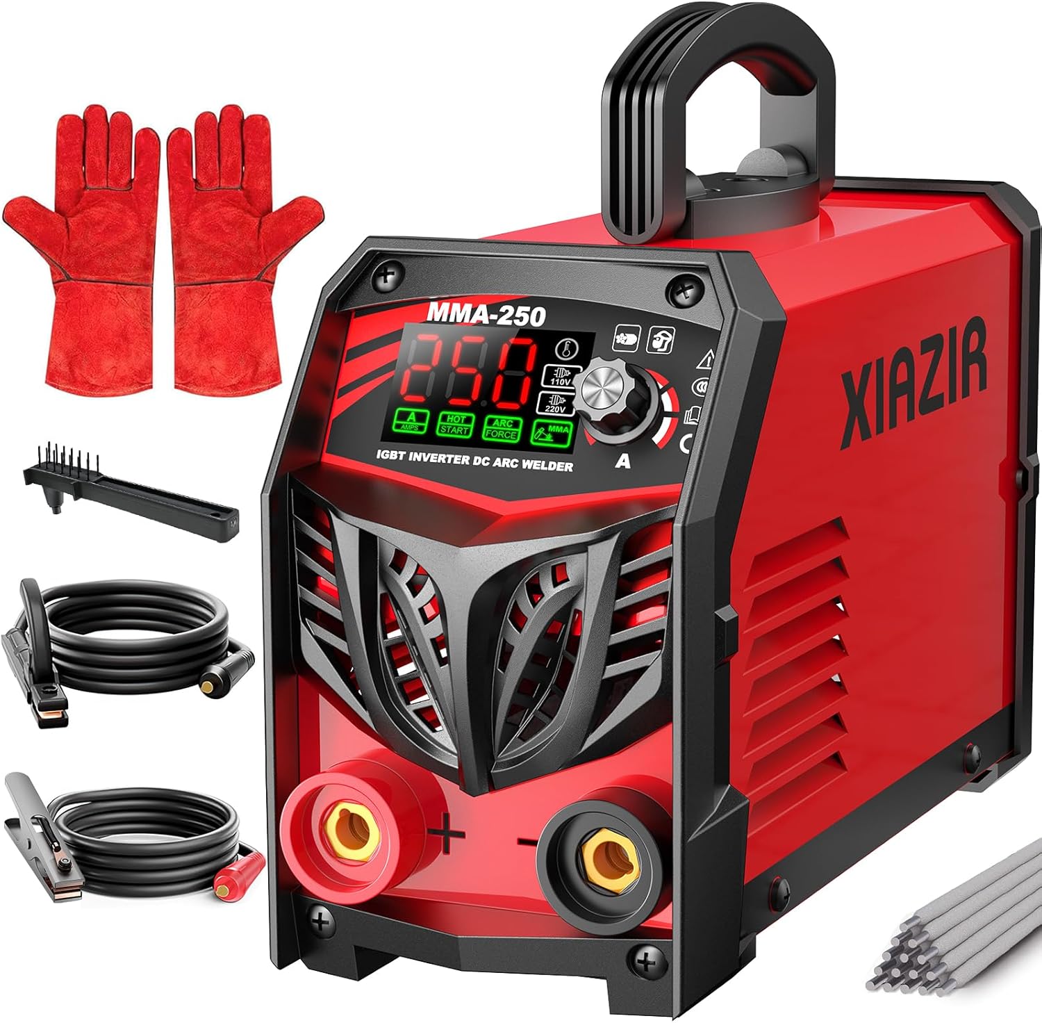 Elektroden Schweißgerät 250 A 220V ARC Stick Welder mit LED-Display tragbarer IGBT Inverter Hotstart