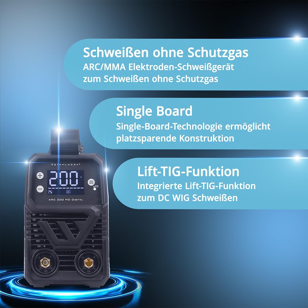 Digital Elektroden-Schweißgerät 200 A Vollausstattung MMA/E-Hand & Lift-TIG (DC) möglich flexibel – 5