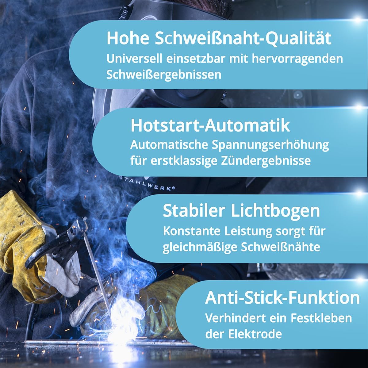 Digital Elektroden-Schweißgerät 200 A Vollausstattung MMA/E-Hand & Lift-TIG (DC) möglich flexibel – Thumbnail 7
