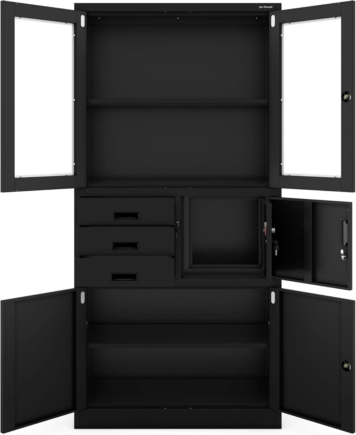 Wertschrank Tresor Metallschrank Tresor Safe Geheimfach Flügeltüren Schubladen Pulverbeschichtung – Thumbnail 12