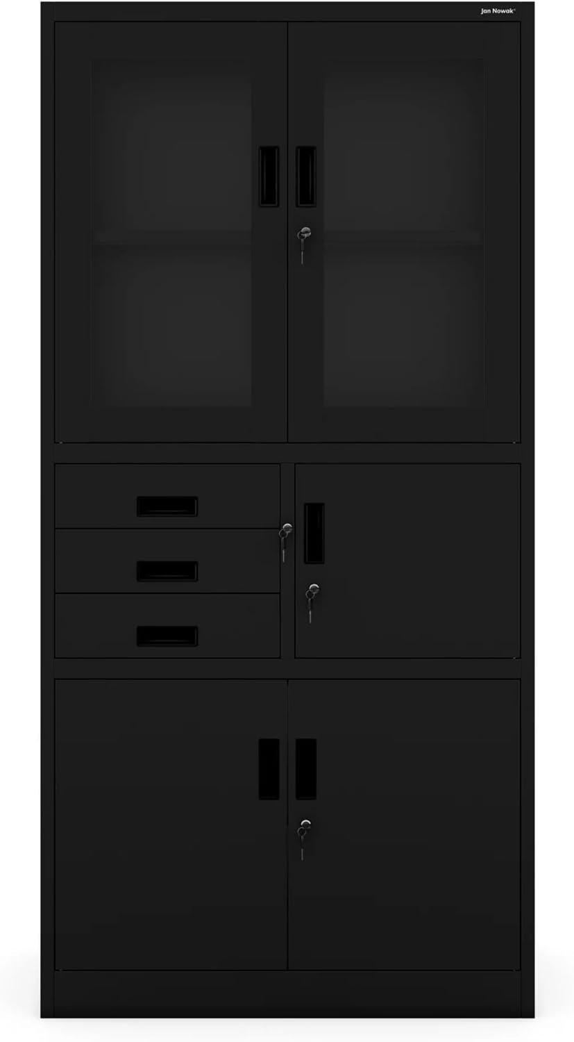 Wertschrank Tresor Metallschrank Tresor Safe Geheimfach Flügeltüren Schubladen Pulverbeschichtung – Thumbnail 14